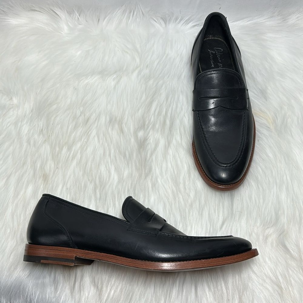 Antonio Maurici Midnight Blue/Black Leather Penny. Loafers Sz 40